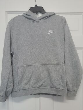 NIKE Gray Pullover Hoodie with Small Chest Logo XL